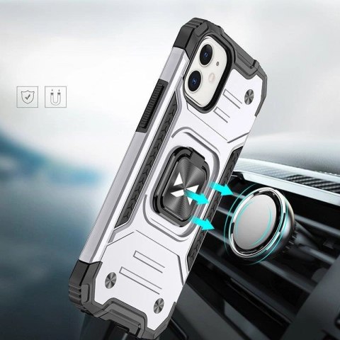 Wozinsky Ring Armor etui iPhone 14 pancerny pokrowiec uchwyt magnetyczny ring srebrne Wozinsky Ring Armor etui iPhone 14 pancerny pokrowiec uchwyt magnetyczny ring srebrne