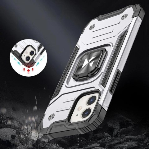 Wozinsky Ring Armor etui iPhone 14 pancerny pokrowiec uchwyt magnetyczny ring srebrne Wozinsky Ring Armor etui iPhone 14 pancerny pokrowiec uchwyt magnetyczny ring srebrne