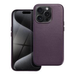 Futerał LEATHER MAG COVER kompatybilny z MagSafe do IPHONE 15 Pro ciemny fioletowy