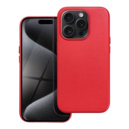 Futerał LEATHER MAG COVER kompatybilny z MagSafe do IPHONE 15 Pro czerwony