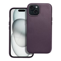 Futerał LEATHER MAG COVER kompatybilny z MagSafe do IPHONE 15 ciemny fioletowy