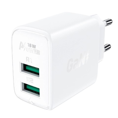 Acefast ładowarka sieciowa 2x USB 18W QC 3.0, AFC, FCP biały (A33 white) Acefast ładowarka sieciowa 2x USB 18W QC 3.0, AFC, FCP biały (A33 white)