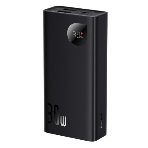 Baseus Adaman2 powerbank z wyświetlaczem cyfrowym 10000mAh 30W 2 x USB / 1x USB Typ C Overseas Edition PD QC SCP czarny (PPAD040