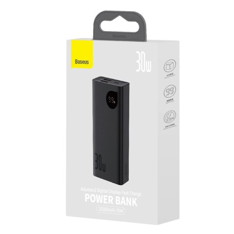 Baseus Adaman2 powerbank z wyświetlaczem cyfrowym 10000mAh 30W 2 x USB / 1x USB Typ C Overseas Edition PD QC SCP czarny (PPAD040