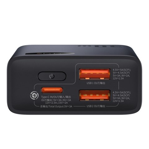 Baseus Adaman2 powerbank z wyświetlaczem cyfrowym 10000mAh 30W 2 x USB / 1x USB Typ C Overseas Edition PD QC SCP czarny (PPAD040