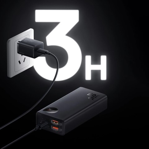 Baseus Adaman2 powerbank z wyświetlaczem cyfrowym 10000mAh 30W 2 x USB / 1x USB Typ C Overseas Edition PD QC SCP czarny (PPAD040