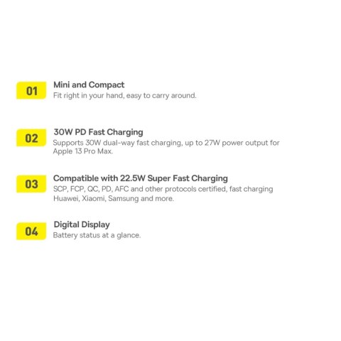 Baseus Adaman2 powerbank z wyświetlaczem cyfrowym 10000mAh 30W 2 x USB / 1x USB Typ C Overseas Edition PD QC SCP czarny (PPAD040