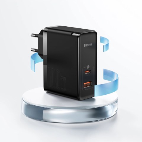 Baseus GaN5 Pro szybka uniwersalna ładowarka sieciowa GaN USB Typ C / USB 100W PD3.0, QC4.0+, AFC czarny (CCGP090201) Baseus GaN5 Pro szybka uniwersalna ładowarka sieciowa GaN USB Typ C / USB 100W PD3.0, QC4.0+, AFC czarny (CCGP090201)