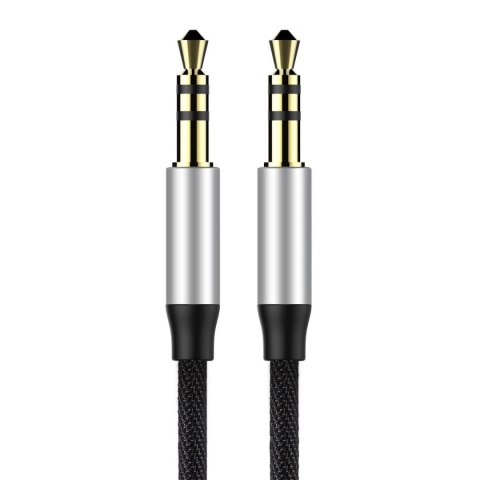 Baseus Yiven M30 kabel audio stereo AUX 3,5 mm męski mini jack 1m srebrno-czarny (CAM30-BS1)