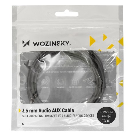 Wozinsky kabel AUX kątowy (męski-męski) kabel mini jack 1,5 m czarny Wozinsky kabel AUX kątowy (męski-męski) kabel mini jack 1,5 m czarny