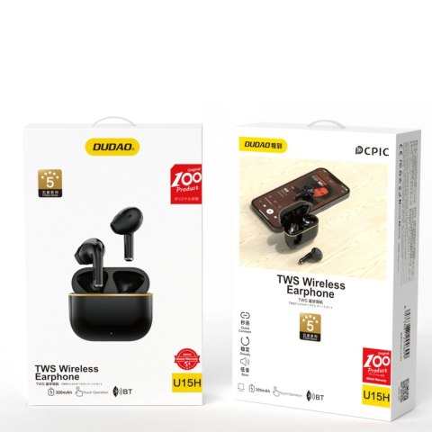 Dudao U15H słuchawki bezprzewodowe TWS Bluetooth 5.1 czarny Dudao U15H słuchawki bezprzewodowe TWS Bluetooth 5.1 czarny