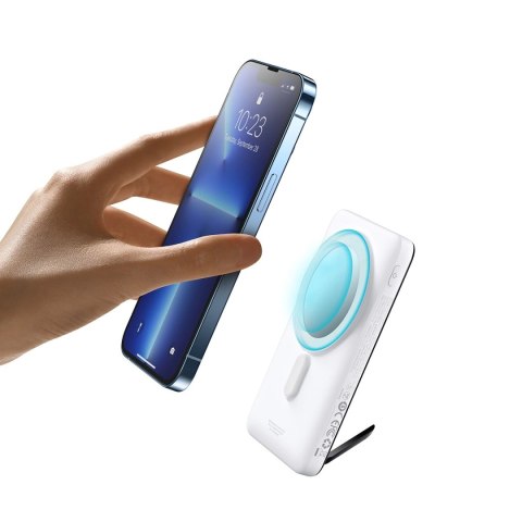 Baseus Magnetic Bracket powerbank z bezprzewodowym ładowaniem MagSafe 10000mAh 20W Overseas Edition biały (PPCX000202) + kabel U Baseus Magnetic Bracket powerbank z bezprzewodowym ładowaniem MagSafe 10000mAh 20W Overseas Edition biały (PPCX000202) + kabel U