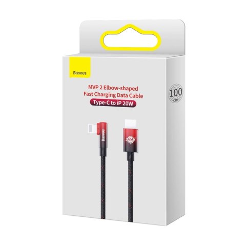 Kabel Baseus CAVP000220 kątowy Lightning - USB-C PD 20W 480Mb/s 1m - czerwony Kabel Baseus CAVP000220 kątowy Lightning - USB-C PD 20W 480Mb/s 1m - czerwony