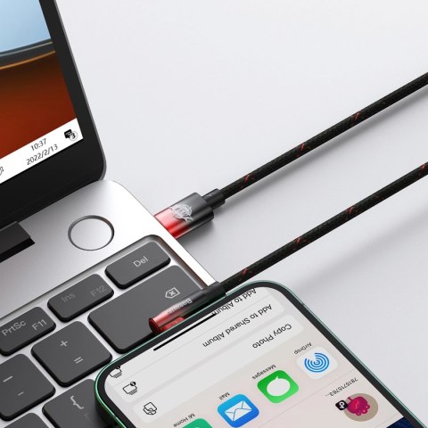 Kabel Baseus CAVP000220 kątowy Lightning - USB-C PD 20W 480Mb/s 1m - czerwony Kabel Baseus CAVP000220 kątowy Lightning - USB-C PD 20W 480Mb/s 1m - czerwony