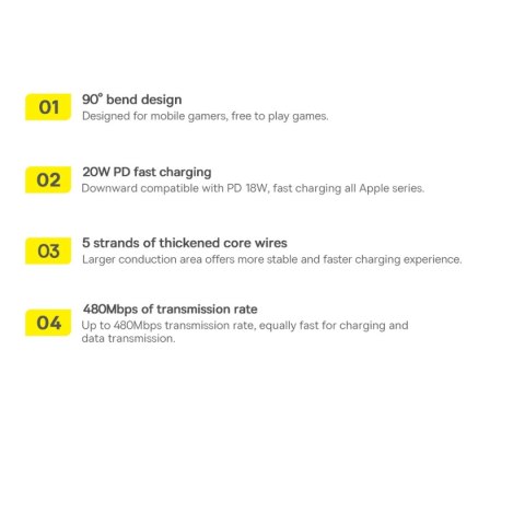 Kabel Baseus CAVP000220 kątowy Lightning - USB-C PD 20W 480Mb/s 1m - czerwony Kabel Baseus CAVP000220 kątowy Lightning - USB-C PD 20W 480Mb/s 1m - czerwony