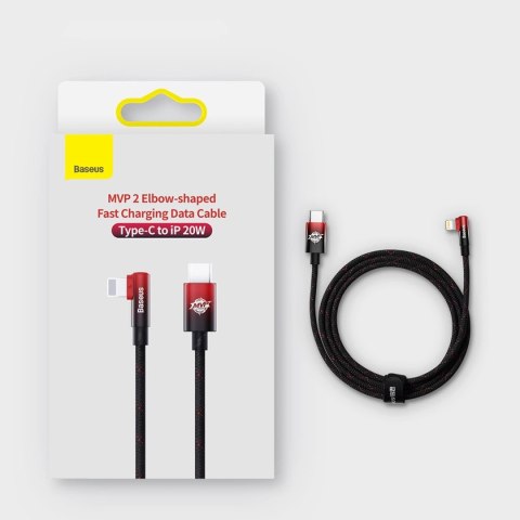 Kabel Baseus CAVP000220 kątowy Lightning - USB-C PD 20W 480Mb/s 1m - czerwony Kabel Baseus CAVP000220 kątowy Lightning - USB-C PD 20W 480Mb/s 1m - czerwony