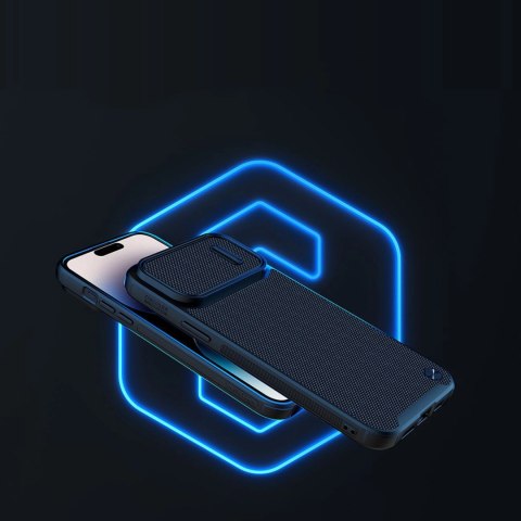 Nillkin Textured S Case etui iPhone 14 Pro Max pancerny pokrowiec z osłoną na aparat niebieski