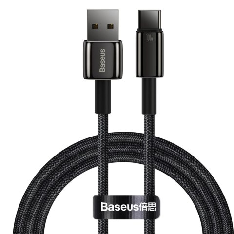 Baseus Tungsten Gold kabel USB-A - USB-C 480Mb/s 100W 1m czarny (CAWJ000001) Baseus Tungsten Gold kabel USB-A - USB-C 480Mb/s 100W 1m czarny (CAWJ000001)