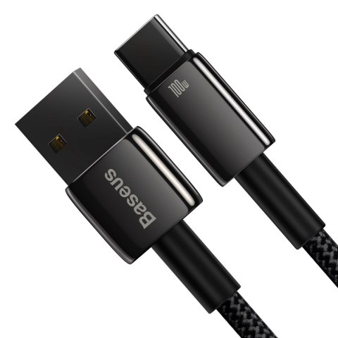 Baseus Tungsten Gold kabel USB-A - USB-C 480Mb/s 100W 1m czarny (CAWJ000001) Baseus Tungsten Gold kabel USB-A - USB-C 480Mb/s 100W 1m czarny (CAWJ000001)