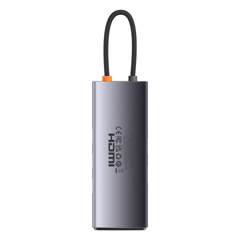 HUB 8w1 Baseus StarJoy USB-C do USB-C PD / 3x USB-A / HDMI / RJ-45 / SD TF - szary