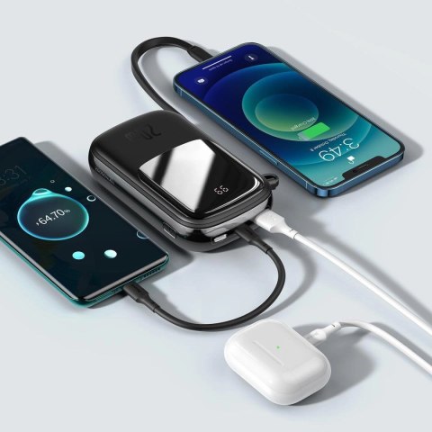 Baseus Qpow Digital Display powerbank z szybkim ładowaniem 20000mAh 20W QC/PD/SCP/FCP z wbudowanym kablem Lightning czarny Baseus Qpow Digital Display powerbank z szybkim ładowaniem 20000mAh 20W QC/PD/SCP/FCP z wbudowanym kablem Lightning czarny