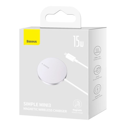 Baseus Simple Mini3 ładowarka indukcyjna 15W srebrny Baseus Simple Mini3 ładowarka indukcyjna 15W srebrny
