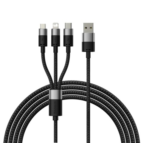 Kabel 3w1 USB - micro USB / Lightning / USB C 3.5A 1.2m Baseus StarSpeed - czarny Kabel 3w1 USB - micro USB / Lightning / USB C 3.5A 1.2m Baseus StarSpeed - czarny