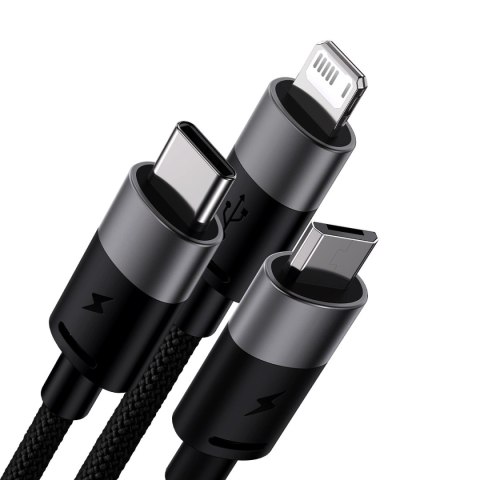 Kabel 3w1 USB - micro USB / Lightning / USB C 3.5A 1.2m Baseus StarSpeed - czarny Kabel 3w1 USB - micro USB / Lightning / USB C 3.5A 1.2m Baseus StarSpeed - czarny