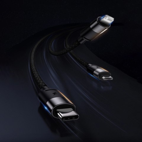 Kabel 3w1 USB - micro USB / Lightning / USB C 3.5A 1.2m Baseus StarSpeed - czarny Kabel 3w1 USB - micro USB / Lightning / USB C 3.5A 1.2m Baseus StarSpeed - czarny