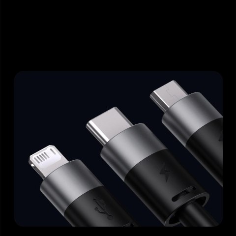Kabel 3w1 USB - micro USB / Lightning / USB C 3.5A 1.2m Baseus StarSpeed - czarny Kabel 3w1 USB - micro USB / Lightning / USB C 3.5A 1.2m Baseus StarSpeed - czarny