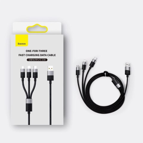 Kabel 3w1 USB - micro USB / Lightning / USB C 3.5A 1.2m Baseus StarSpeed - czarny Kabel 3w1 USB - micro USB / Lightning / USB C 3.5A 1.2m Baseus StarSpeed - czarny