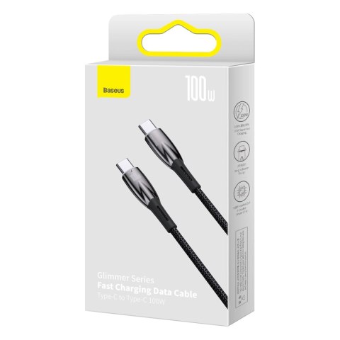 Kabel Baseus CADH000701 USB-C - USB-C PD 100W 5A 480Mb/s 1m - czarny Kabel Baseus CADH000701 USB-C - USB-C PD 100W 5A 480Mb/s 1m - czarny
