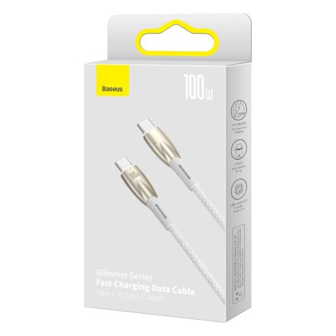 Kabel Baseus CADH000802 USB-C - USB-C PD 100W 5A 480Mb/s 2m - biały Kabel Baseus CADH000802 USB-C - USB-C PD 100W 5A 480Mb/s 2m - biały