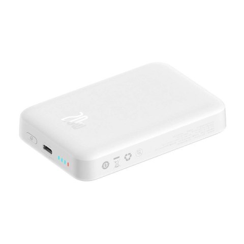Powerbank Baseus Magnetic Mini 10000mAh USB-C PD 20W / MagSafe 15W - biały + kabel USB-C