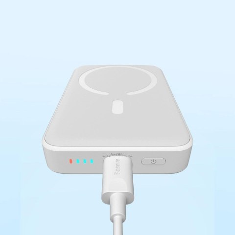 Powerbank Baseus Magnetic Mini 10000mAh USB-C PD 20W / MagSafe 15W - biały + kabel USB-C