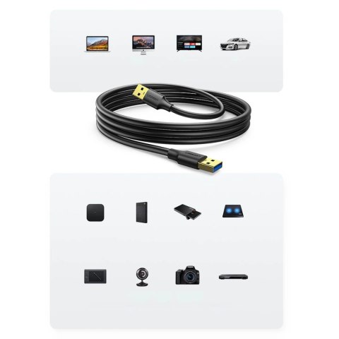 Kabel Ugreen US128 10369 USB-A 3.0 / USB-A 3.0 5Gb/s 0.5m - czarny