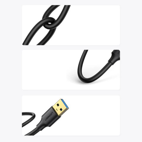 Kabel Ugreen US128 10369 USB-A 3.0 / USB-A 3.0 5Gb/s 0.5m - czarny