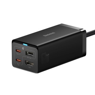 Ładowarka sieciowa GaN5 Baseus CCGP110201 67W HUB HDMI 2x USB-C / USB-A / HDMI 4K 30Hz 1,5m - czarna + kabel USB-C - USB-C 100W 