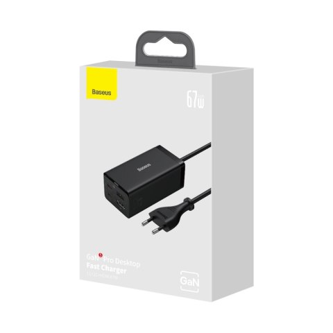 Ładowarka sieciowa GaN5 Baseus CCGP110201 67W HUB HDMI 2x USB-C / USB-A / HDMI 4K 30Hz 1,5m - czarna + kabel USB-C - USB-C 100W Ładowarka sieciowa GaN5 Baseus CCGP110201 67W HUB HDMI 2x USB-C / USB-A / HDMI 4K 30Hz 1,5m - czarna + kabel USB-C - USB-C 100W