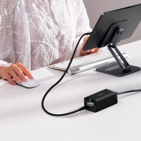 Ładowarka sieciowa GaN5 Baseus CCGP110201 67W HUB HDMI 2x USB-C / USB-A / HDMI 4K 30Hz 1,5m - czarna + kabel USB-C - USB-C 100W Ładowarka sieciowa GaN5 Baseus CCGP110201 67W HUB HDMI 2x USB-C / USB-A / HDMI 4K 30Hz 1,5m - czarna + kabel USB-C - USB-C 100W