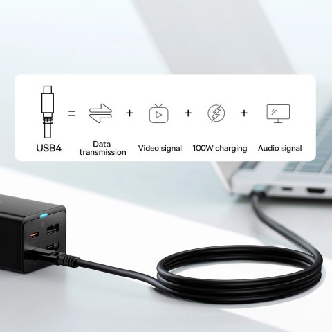 Ładowarka sieciowa GaN5 Baseus CCGP110201 67W HUB HDMI 2x USB-C / USB-A / HDMI 4K 30Hz 1,5m - czarna + kabel USB-C - USB-C 100W Ładowarka sieciowa GaN5 Baseus CCGP110201 67W HUB HDMI 2x USB-C / USB-A / HDMI 4K 30Hz 1,5m - czarna + kabel USB-C - USB-C 100W