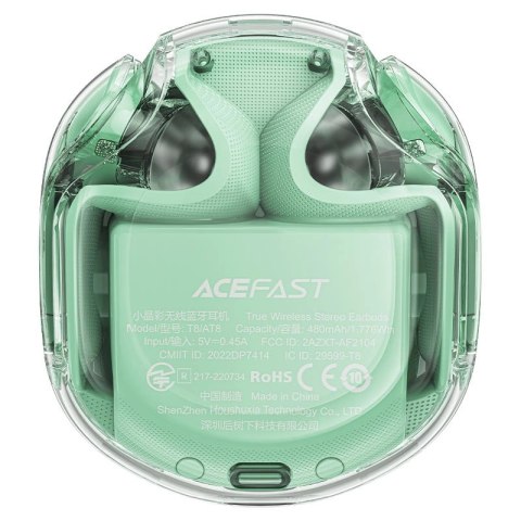 Acefast T8 dokanałowe słuchawki bezprzewodowe TWS Bluetooth - miętowe