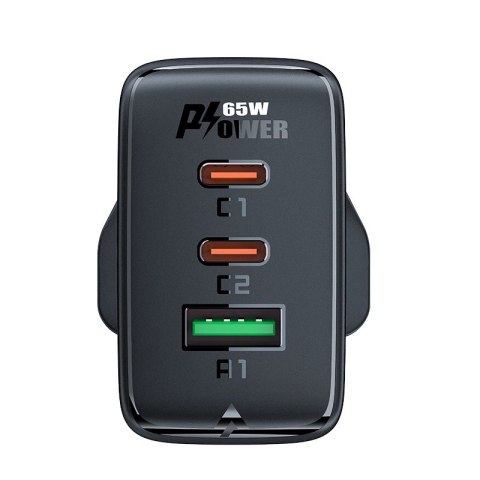 Acefast ładowarka GaN 65W 3 porty (1xUSB, 2xUSB C PD) wtyczka UK czarna (A44) Acefast ładowarka GaN 65W 3 porty (1xUSB, 2xUSB C PD) wtyczka UK czarna (A44)