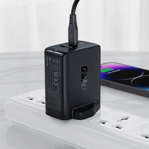 Acefast ładowarka GaN 65W 3 porty (1xUSB, 2xUSB C PD) wtyczka UK czarna (A44) Acefast ładowarka GaN 65W 3 porty (1xUSB, 2xUSB C PD) wtyczka UK czarna (A44)