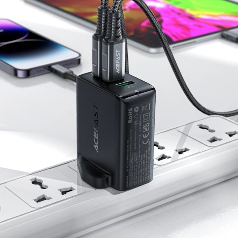 Acefast ładowarka GaN 65W 3 porty (1xUSB, 2xUSB C PD) wtyczka UK czarna (A44) Acefast ładowarka GaN 65W 3 porty (1xUSB, 2xUSB C PD) wtyczka UK czarna (A44)