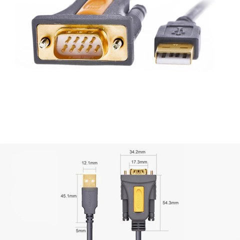 Ugreen kabel adapter USB-A - DB9 RS-232 1.5m szary (CR104) Ugreen kabel adapter USB-A - DB9 RS-232 1.5m szary (CR104)