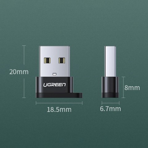 Adapter Ugreen US280 50568 USB-C 3.1 (żeński) / USB-A 2.0 (męski) - czarny Adapter Ugreen US280 50568 USB-C 3.1 (żeński) / USB-A 2.0 (męski) - czarny