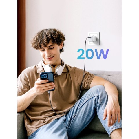 Ładowarka Ugreen Nexode mini CD318 15324 sieciowa GaN 20W USB-C PD 3.0 / QC 4.0 - biała
