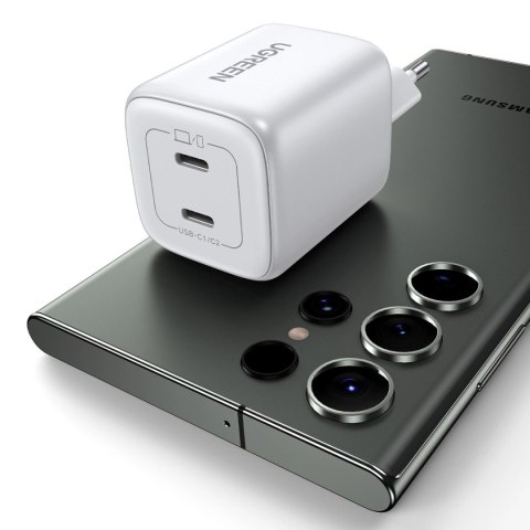 Szybka ładowarka GaN 2 x USB-C 45W QC PD Ugreen CD294 - biała Szybka ładowarka GaN 2 x USB-C 45W QC PD Ugreen CD294 - biała