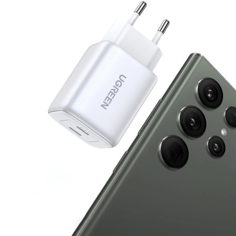 Szybka ładowarka GaN 2 x USB-C 45W QC PD Ugreen CD294 - biała Szybka ładowarka GaN 2 x USB-C 45W QC PD Ugreen CD294 - biała